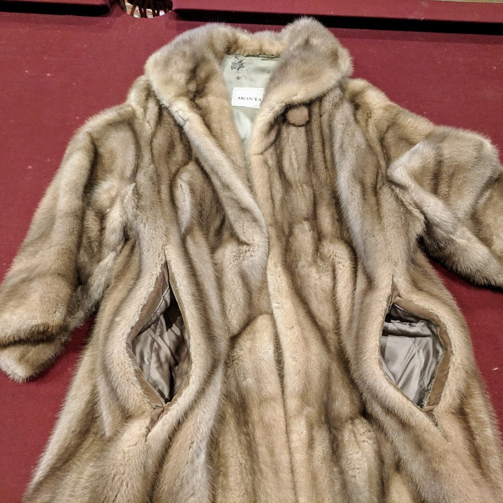 Montaldo's 3/4 length gray mink coat